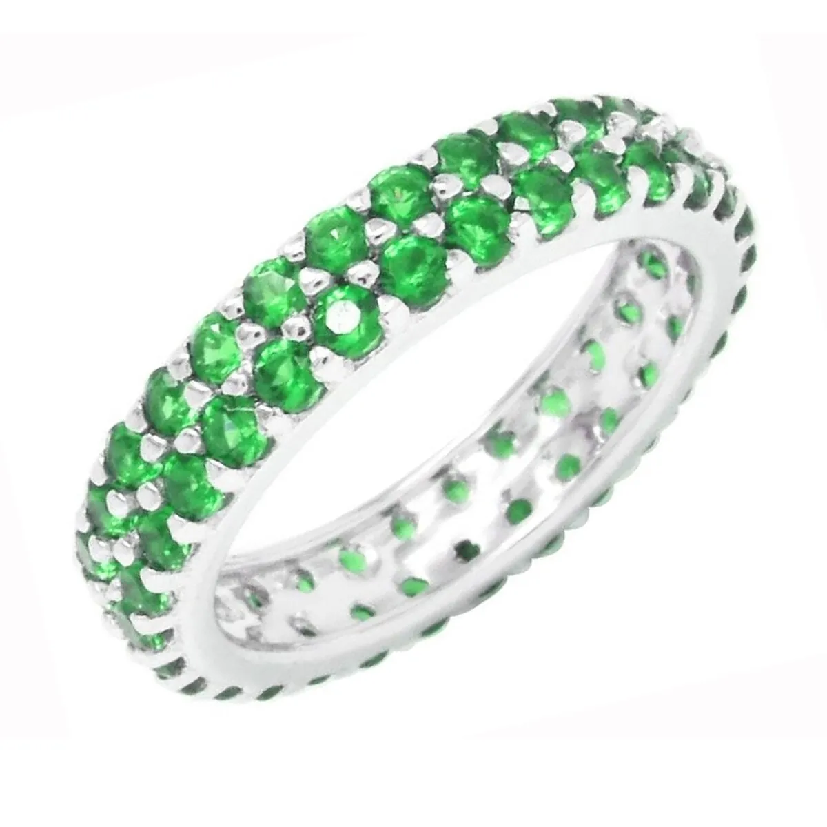 Emerald Sterling Silver Two Row Eternity Band Ring sold by Zulily
