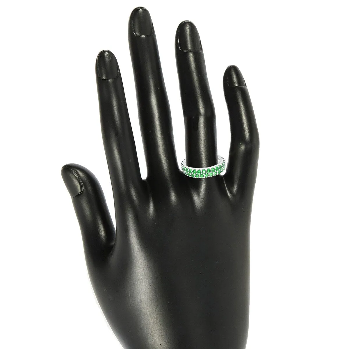 Emerald Sterling Silver Two Row Eternity Band Ring sold by Zulily product image thumbnail 4