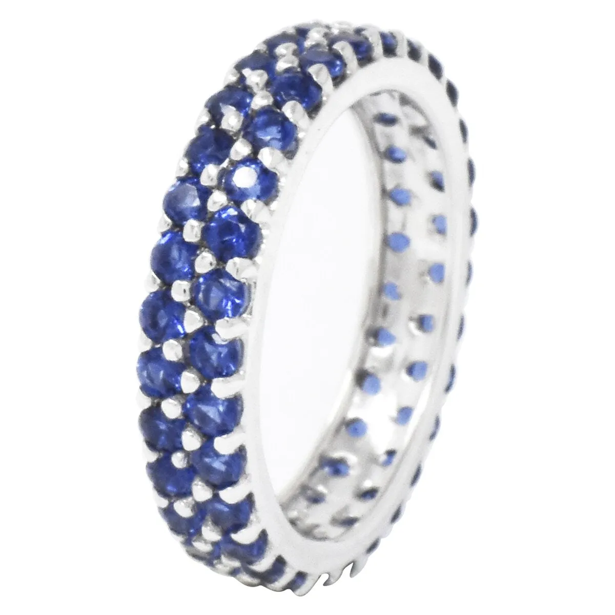 Blue Sapphire Sterling Silver Two Row Eternity Band Ring sold by Zulily product image thumbnail 2