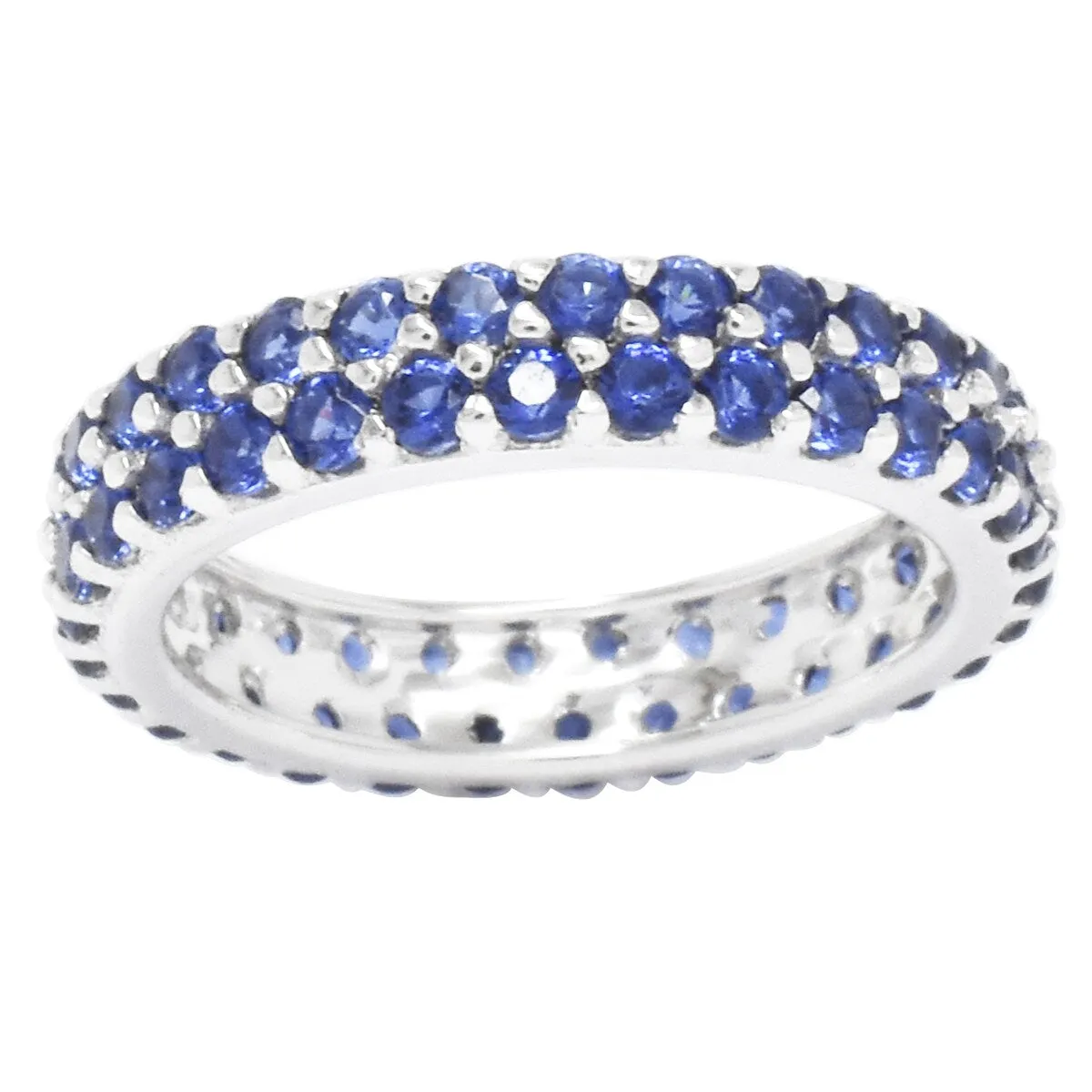 Blue Sapphire Sterling Silver Two Row Eternity Band Ring sold by Zulily