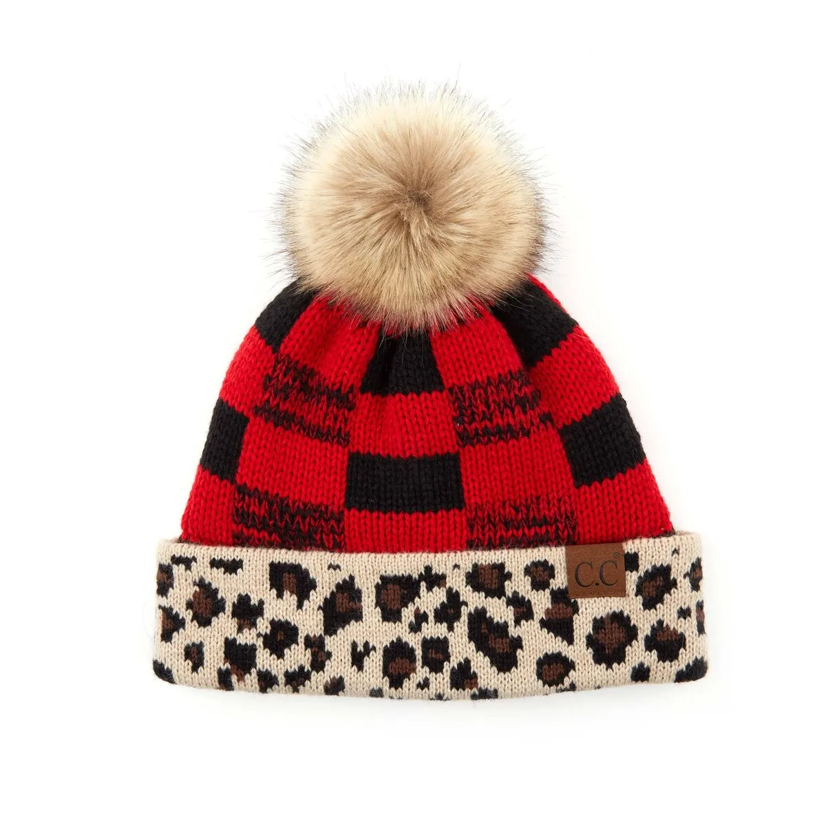 CC Beanie Leopard Buffalo Winter Hat and Lined Mittens, Set of 2 sold by Zulily product image thumbnail 4