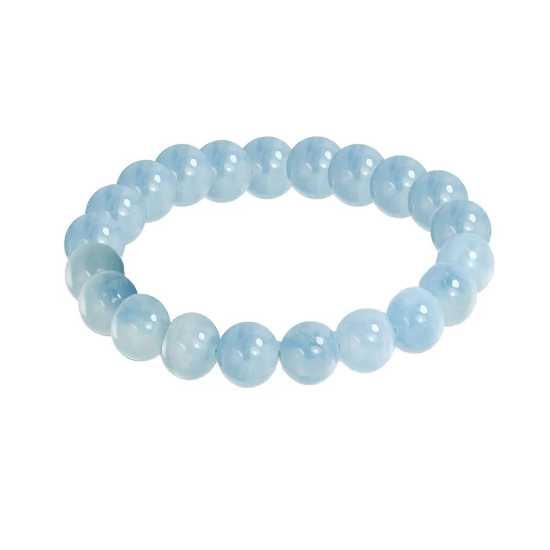 Round Shape 8MM Aquamarine Beaded Stretch Bracelet sold by Zulily