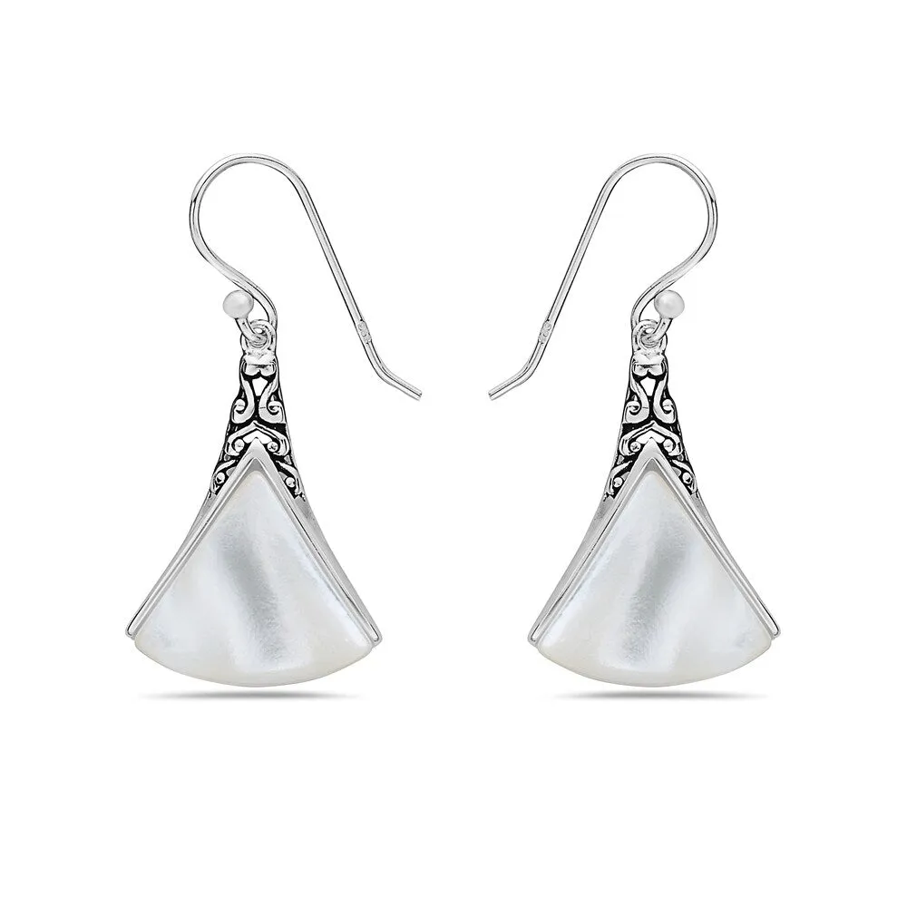 Vera & Co. Sterling Silver Fan Shape Mother of Pearl Dangle Earring - White sold by Zulily