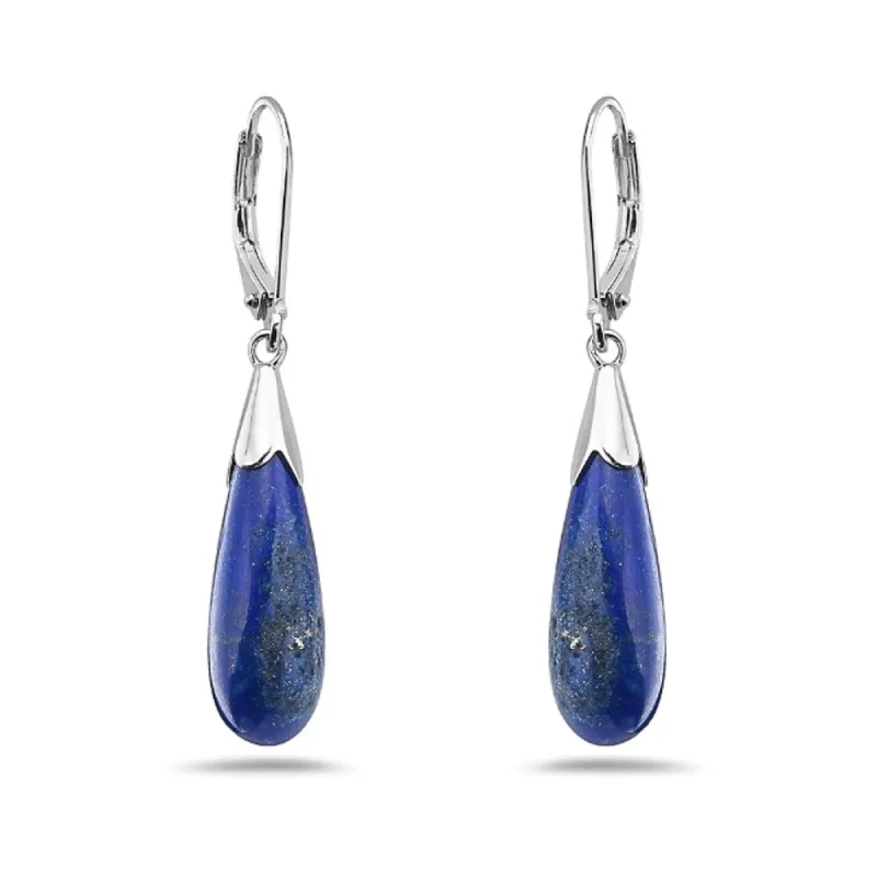 Vera & Co. Sterling Silver Long Lapis Lazuli Teardrop Leverback Earring - Blue sold by Zulily