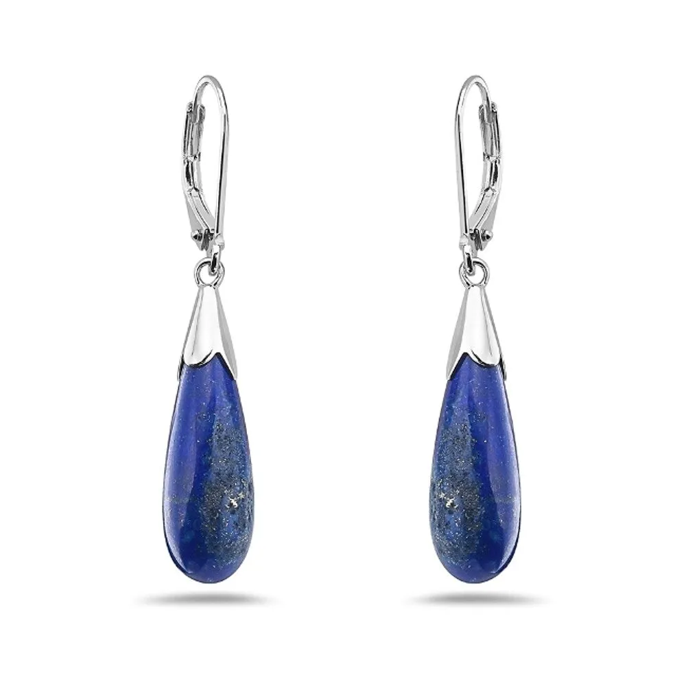 Vera & Co. Sterling Silver Long Lapis Lazuli Teardrop Leverback Earring - Blue sold by Zulily