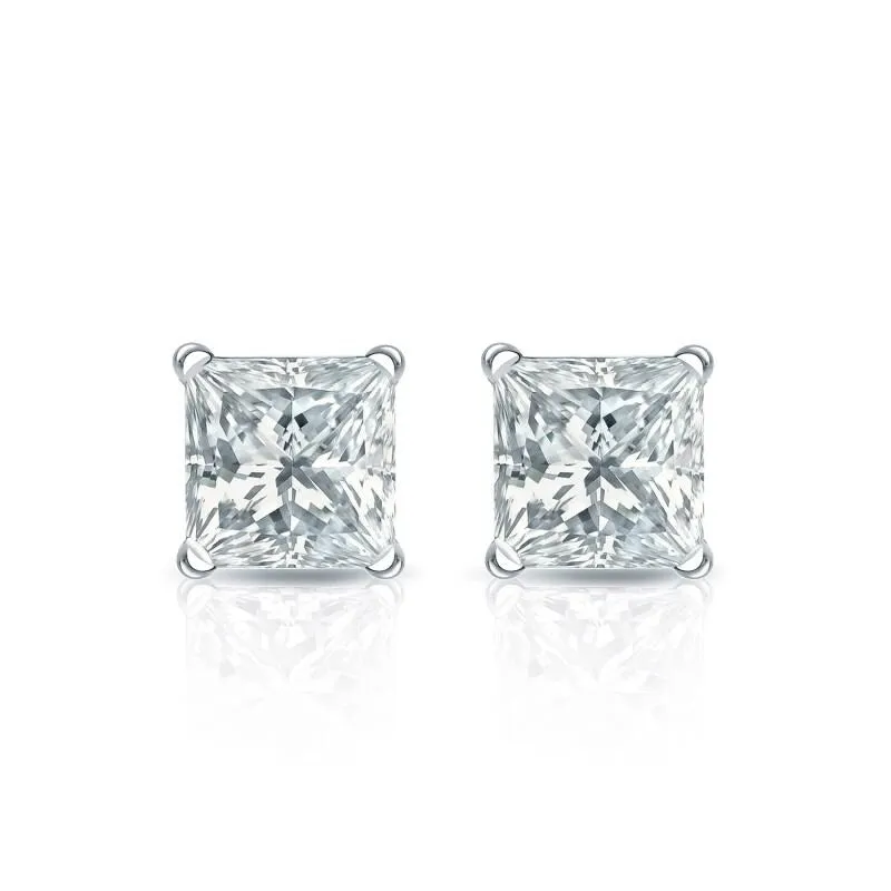 Auriya 18-karat Gold Lab Grown 0.62 carat TDW Princess Diamond Stud Earrings 4-Prong Martini Screw-back sold by Zulily product image thumbnail 2