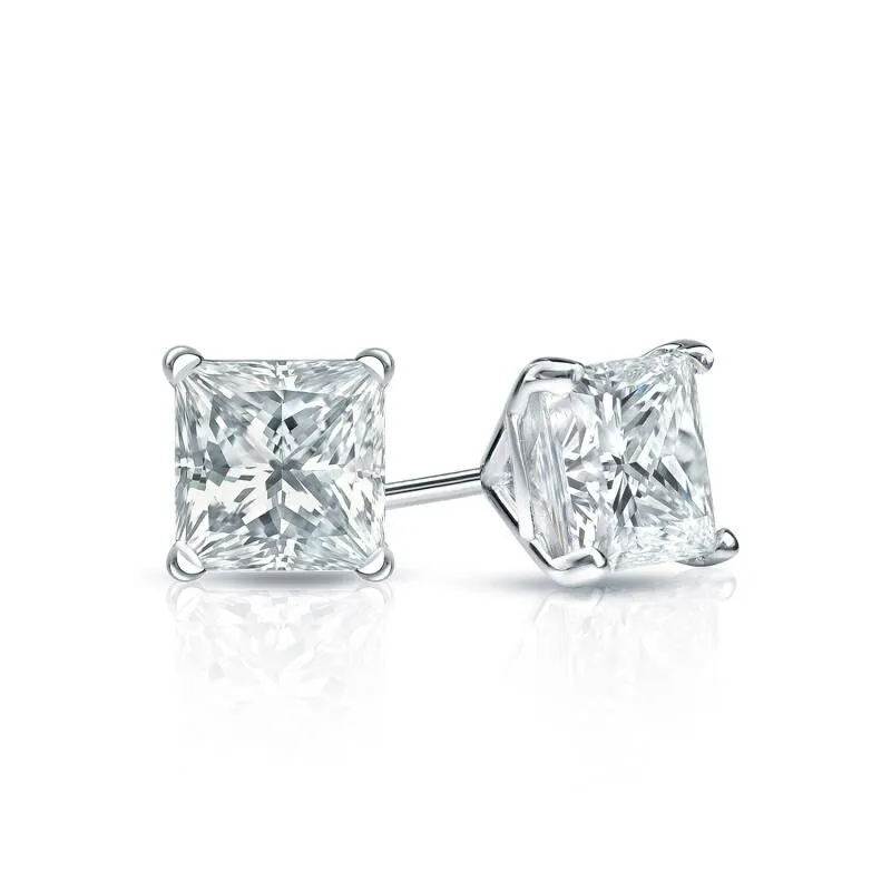 Auriya 18-karat Gold Lab Grown 0.62 carat TDW Princess Diamond Stud Earrings 4-Prong Martini Screw-back sold by Zulily