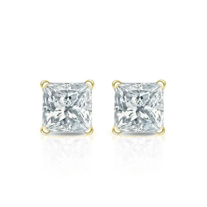 Auriya 18-karat Gold Lab Grown 0.62 carat TDW Princess Diamond Stud Earrings 4-Prong Martini Screw-back sold by Zulily product image thumbnail 4