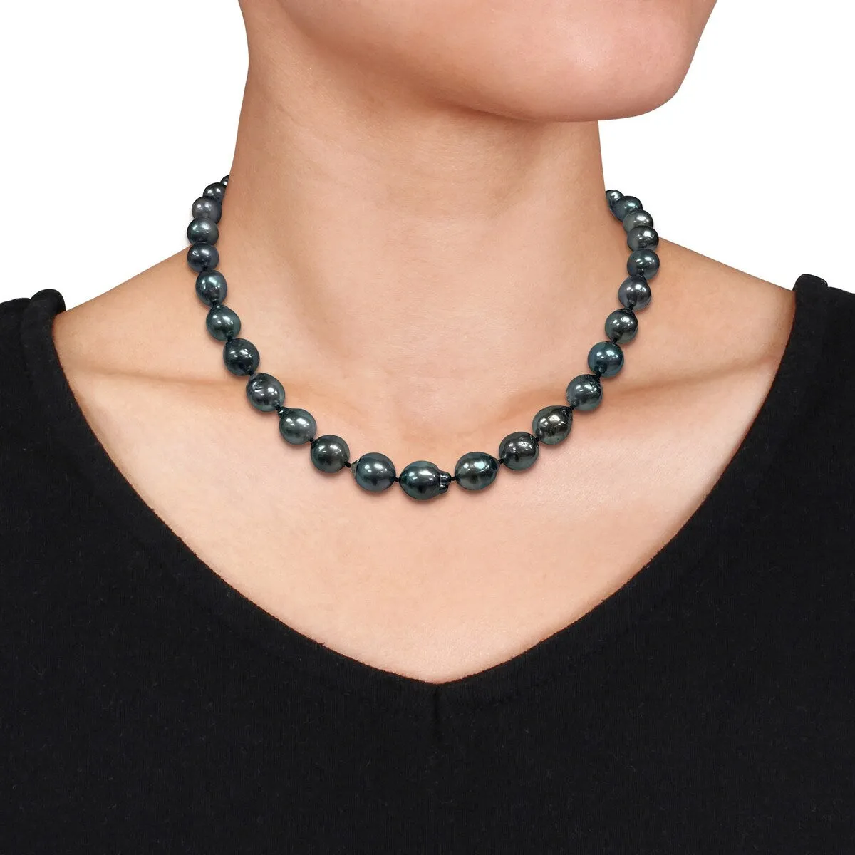 Sofia B. 8-10mm Black Cultured Tahitian Pearl Necklace Sterling Silver Clasp - 18 in sold by Zulily product image thumbnail 3