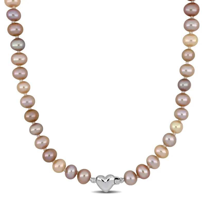 Sofia B. 6mm Multi-Color Cultured Freshwater Pearl Necklace Sterling Silver Heart Clasp sold by Zulily