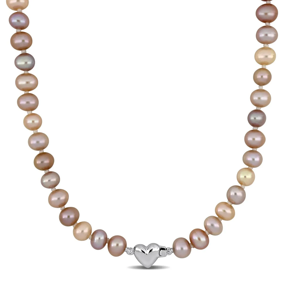 Sofia B. 6mm Multi-Color Cultured Freshwater Pearl Necklace Sterling Silver Heart Clasp sold by Zulily