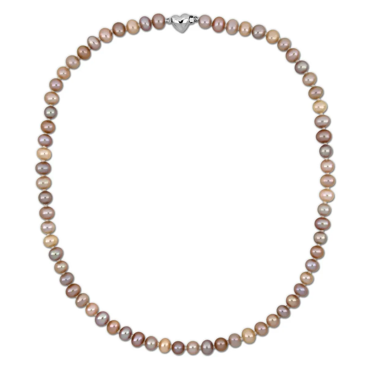 Sofia B. 6mm Multi-Color Cultured Freshwater Pearl Necklace Sterling Silver Heart Clasp sold by Zulily product image thumbnail 2