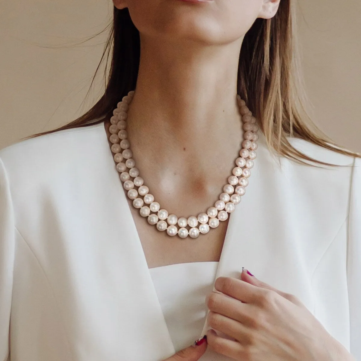 Sofia B. 9-10mm Cultured Freshwater Pearl 2-Strand Necklace Sterling Silver Clasp sold by Zulily product image thumbnail 4