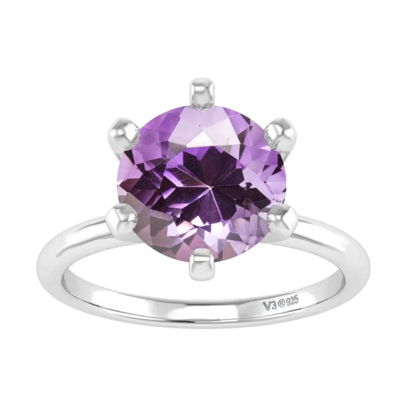 Sterling Silver 1.70 Carat Natural Amethyst Solitaire Ring sold by Zulily