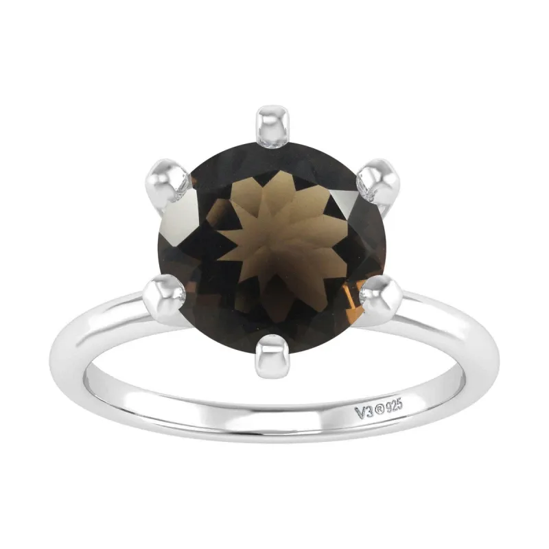 Sterling Silver Natural Smoky Quartz Solitaire Ring sold by Zulily