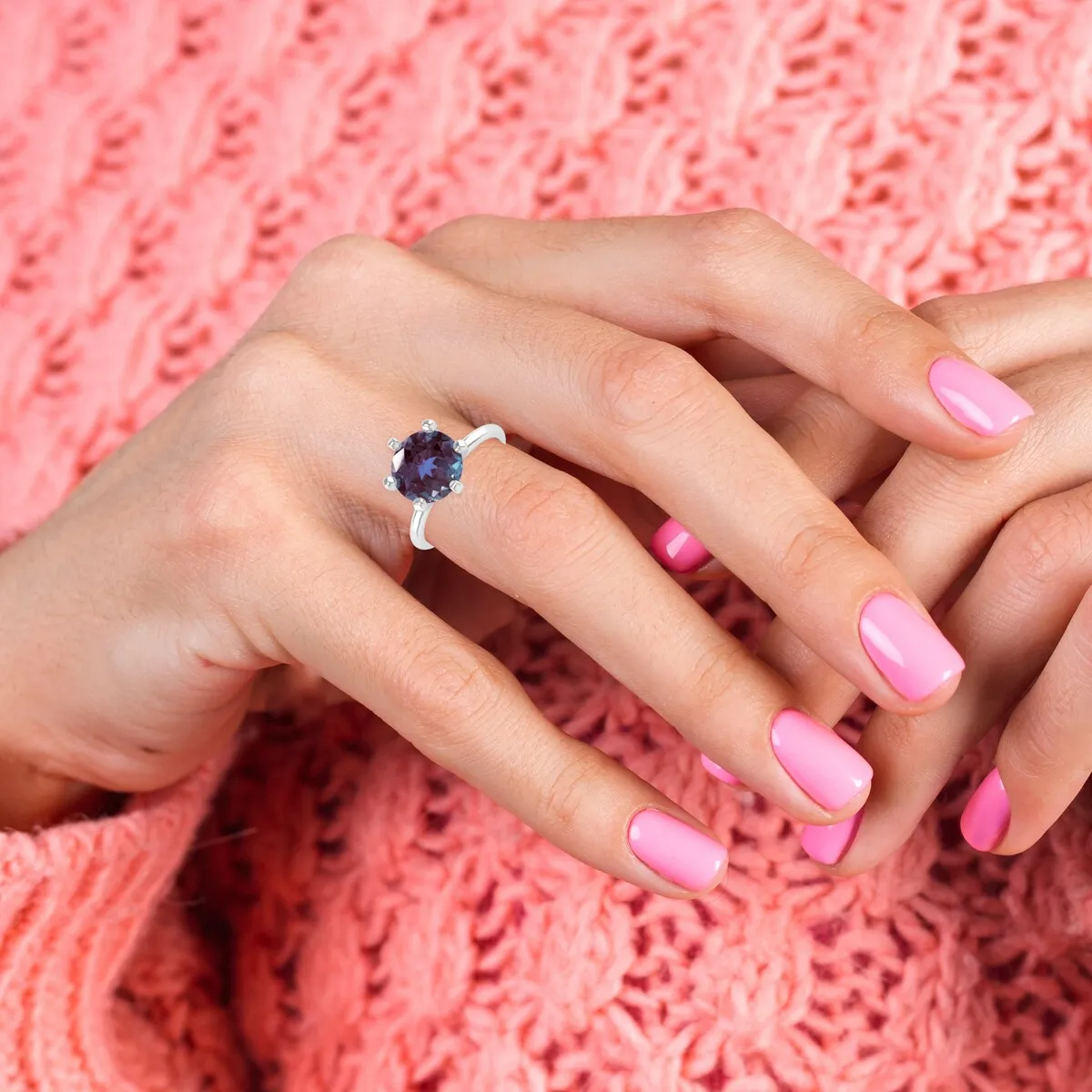 Sterling Silver 2.20CT Color Changing Alexandrite Solitaire Ring sold by Zulily product image thumbnail 5