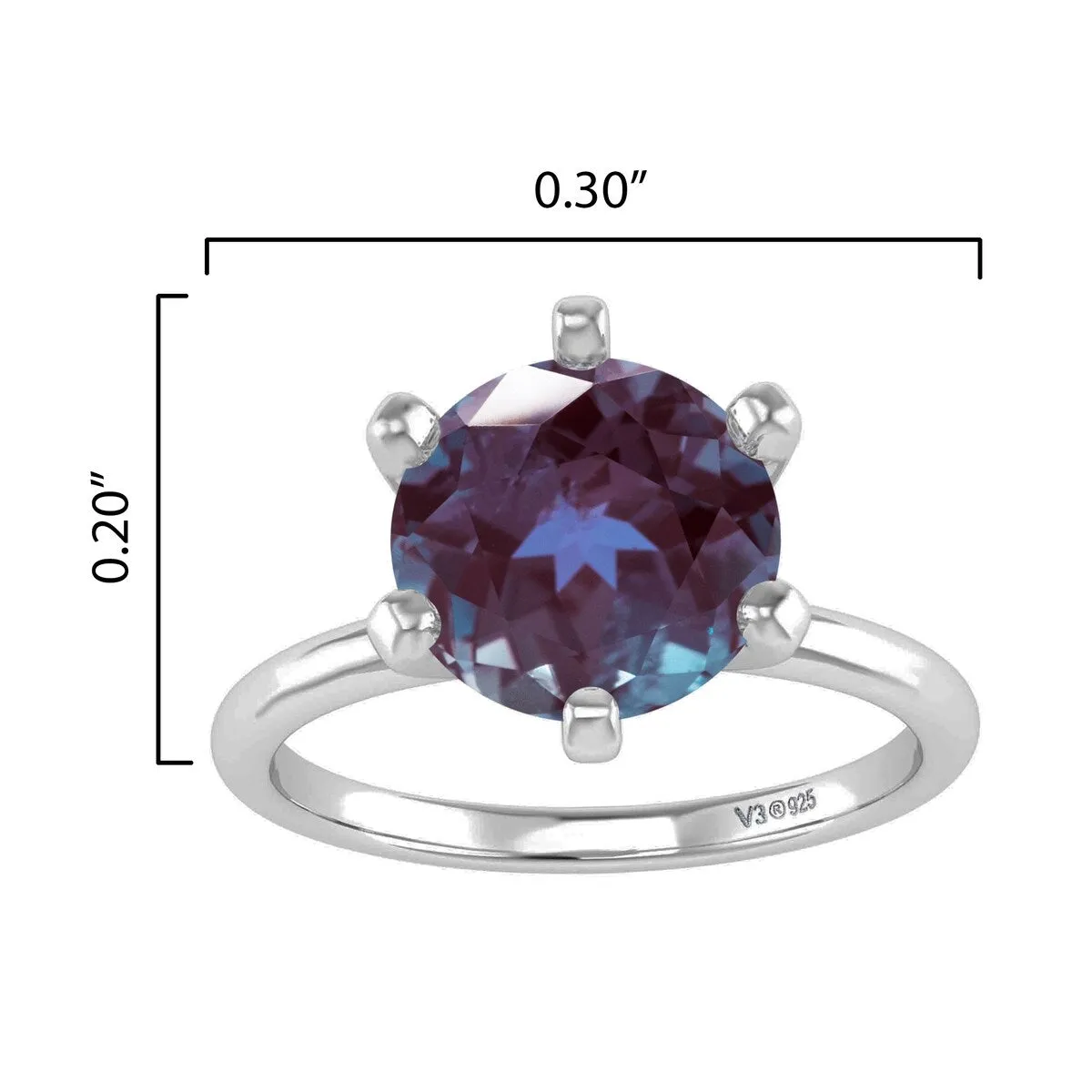 Sterling Silver 2.20CT Color Changing Alexandrite Solitaire Ring sold by Zulily product image thumbnail 3