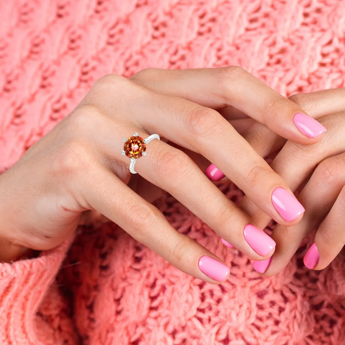 Sterling Silver Round 2.20Ct Fire Topaz Solitaire Ring sold by Zulily product image thumbnail 5