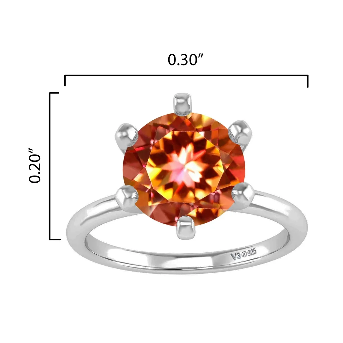Sterling Silver Round 2.20Ct Fire Topaz Solitaire Ring sold by Zulily product image thumbnail 3