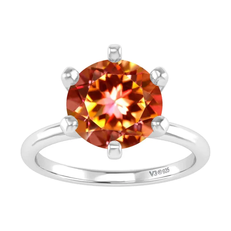 Sterling Silver Round 2.20Ct Fire Topaz Solitaire Ring sold by Zulily