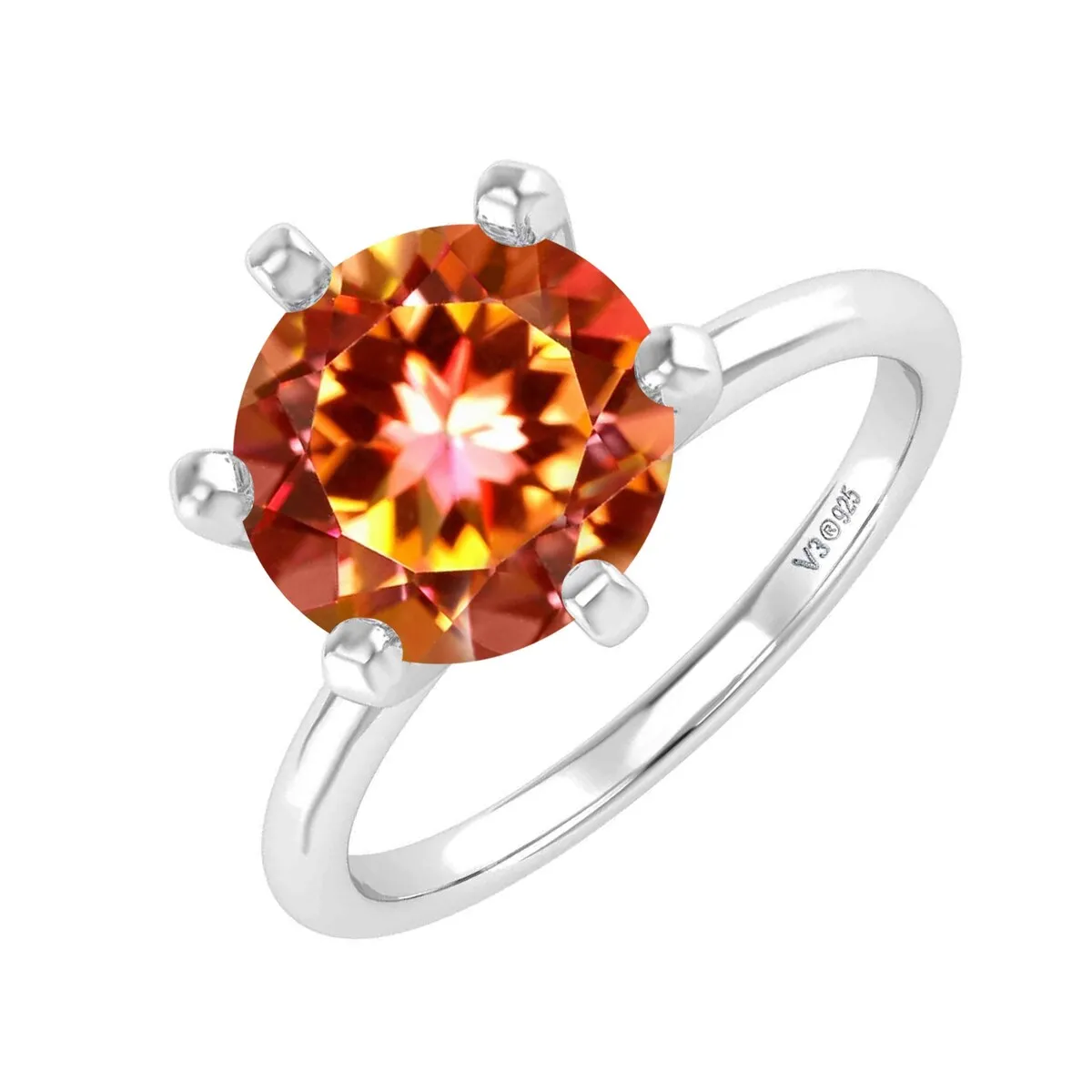 Sterling Silver Round 2.20Ct Fire Topaz Solitaire Ring sold by Zulily product image thumbnail 2