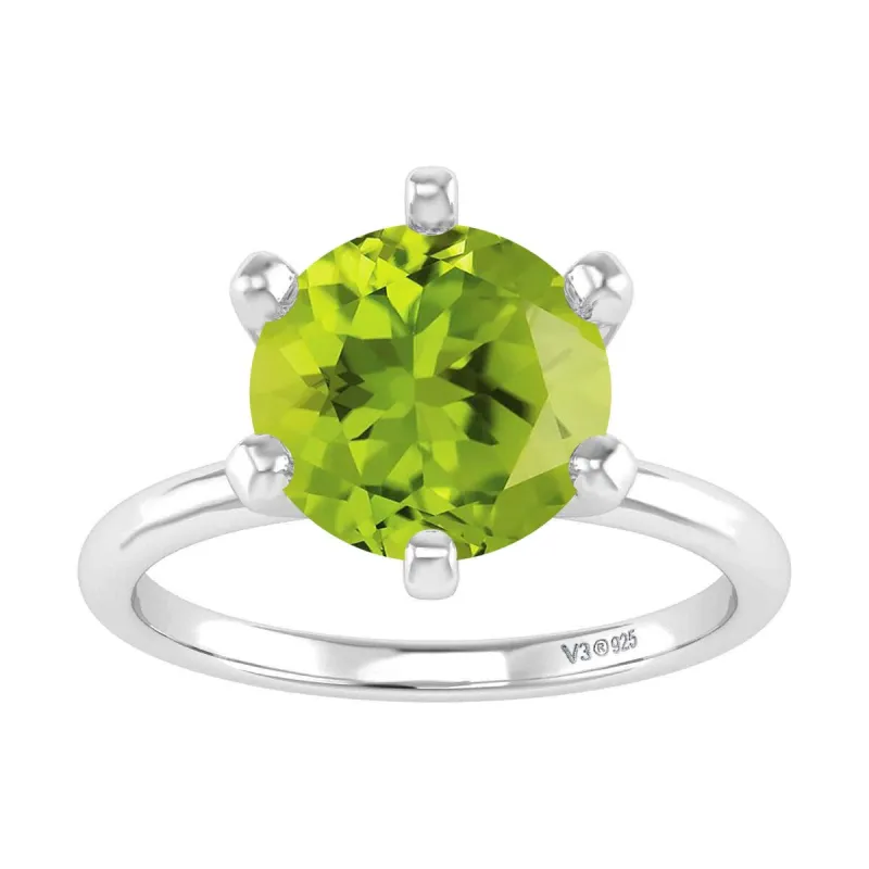 2.10CT Natural Peridot Solitaire Ring in Sterling Silver sold by Zulily