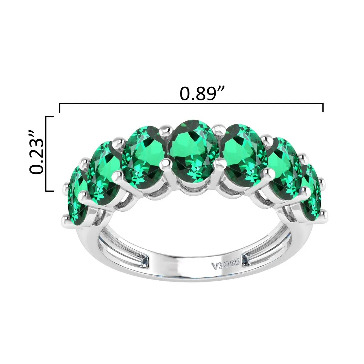 Sterling Silver Emerald 7 Stone Band Ring sold by Zulily product image thumbnail 3