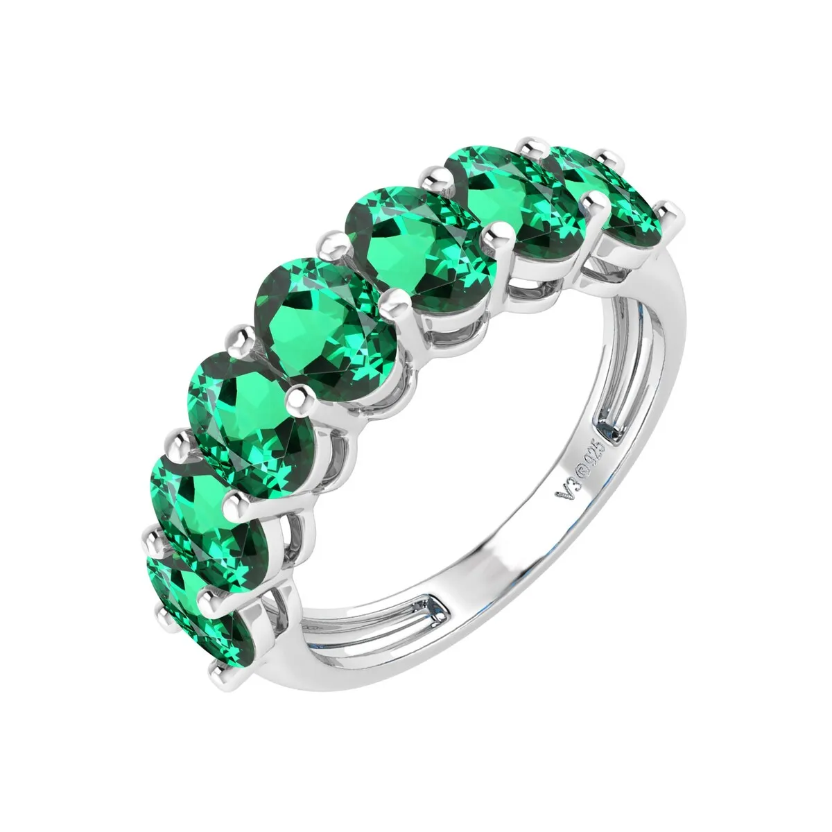 Sterling Silver Emerald 7 Stone Band Ring sold by Zulily product image thumbnail 2