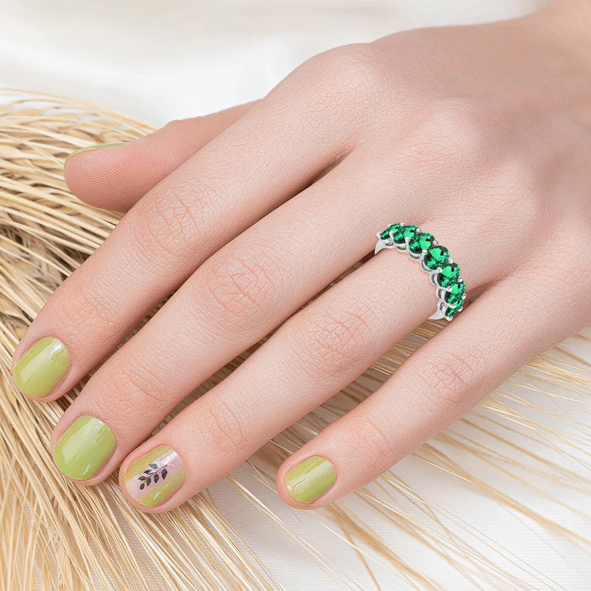 Sterling Silver Emerald 7 Stone Band Ring sold by Zulily product image thumbnail 4