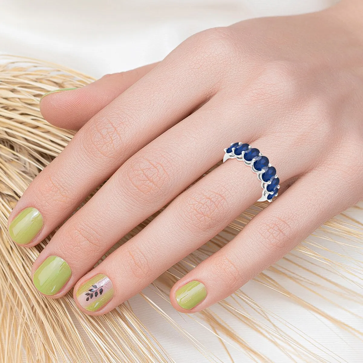 Sterling Silver Blue Sapphire 7 Stone Band Ring sold by Zulily product image thumbnail 4