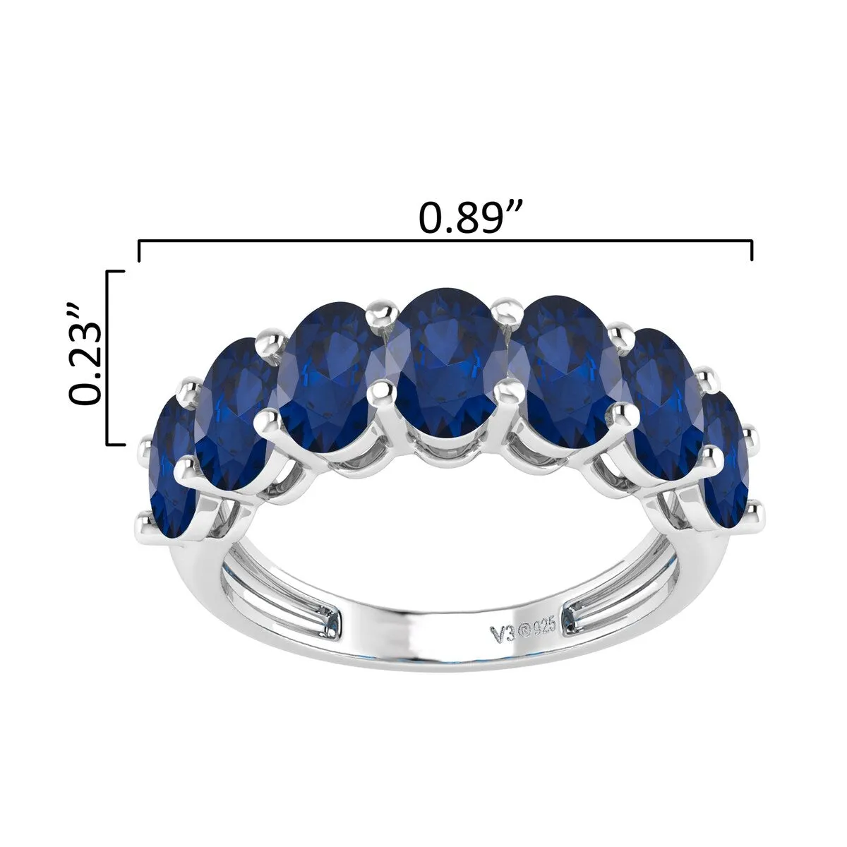 Sterling Silver Blue Sapphire 7 Stone Band Ring sold by Zulily product image thumbnail 3