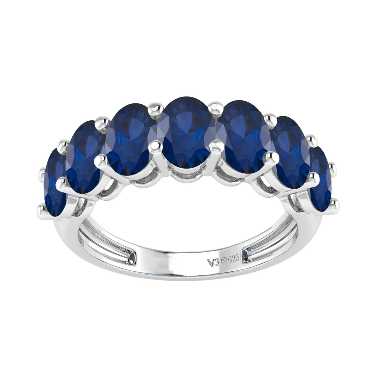 Sterling Silver Blue Sapphire 7 Stone Band Ring sold by Zulily