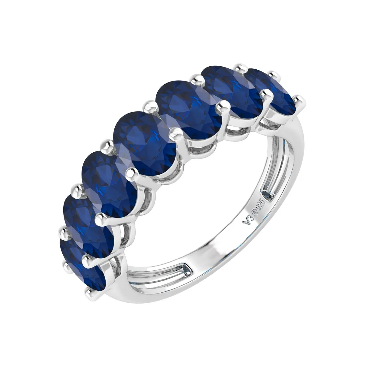Sterling Silver Blue Sapphire 7 Stone Band Ring sold by Zulily product image thumbnail 2