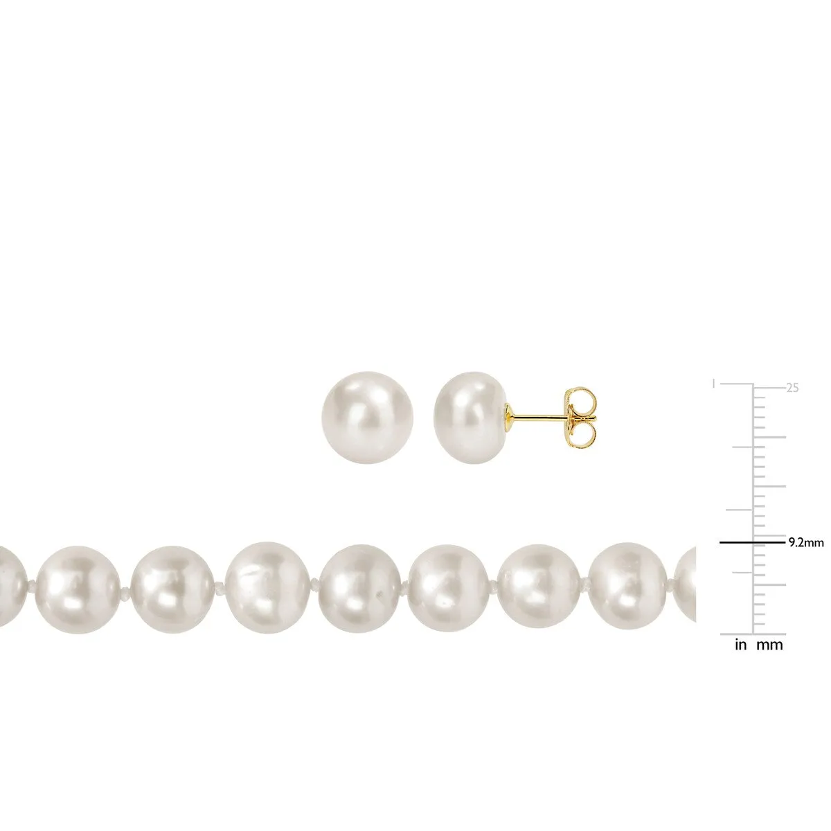 Sofia B. 9-10mm Cultured Freshwater Pearl Necklace and Stud Earrings Set 14k Yellow Gold sold by Zulily product image thumbnail 2