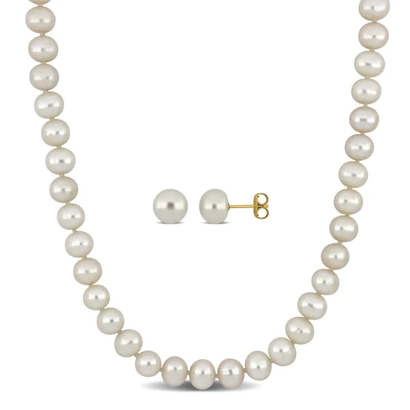 Sofia B. 8mm Cultured Freshwater Pearl Necklace and Stud Earrings 10K Yellow Gold - 18 in sold by Zulily