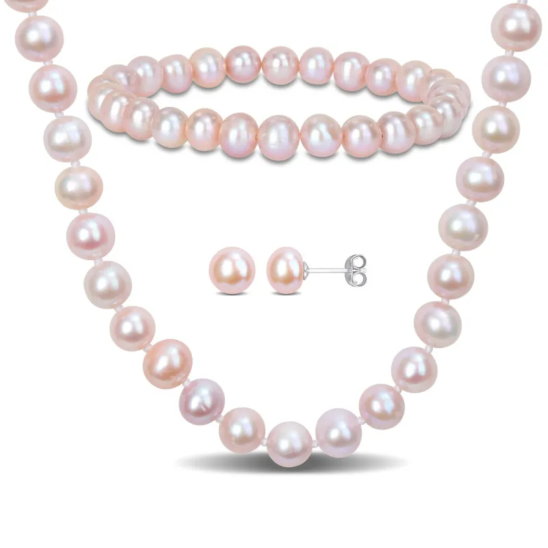Sofia B. 6.5-8mm Pink Cultured Freshwater Pearl 3-Piece Jewelry Set Sterling Silver sold by Zulily