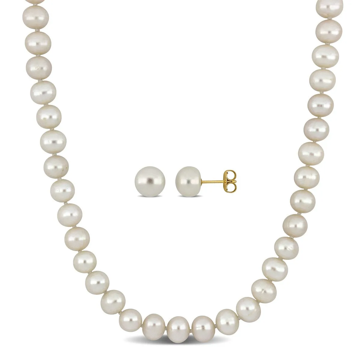 Sofia B. 8mm Cultured Freshwater Pearl Necklace and Stud Earrings 10K Yellow Gold - 16 in sold by Zulily