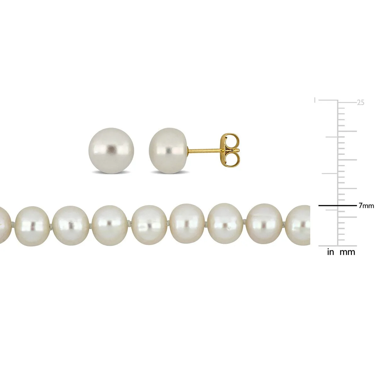 Sofia B. 8mm Cultured Freshwater Pearl Necklace and Stud Earrings 10K Yellow Gold - 16 in sold by Zulily product image thumbnail 2