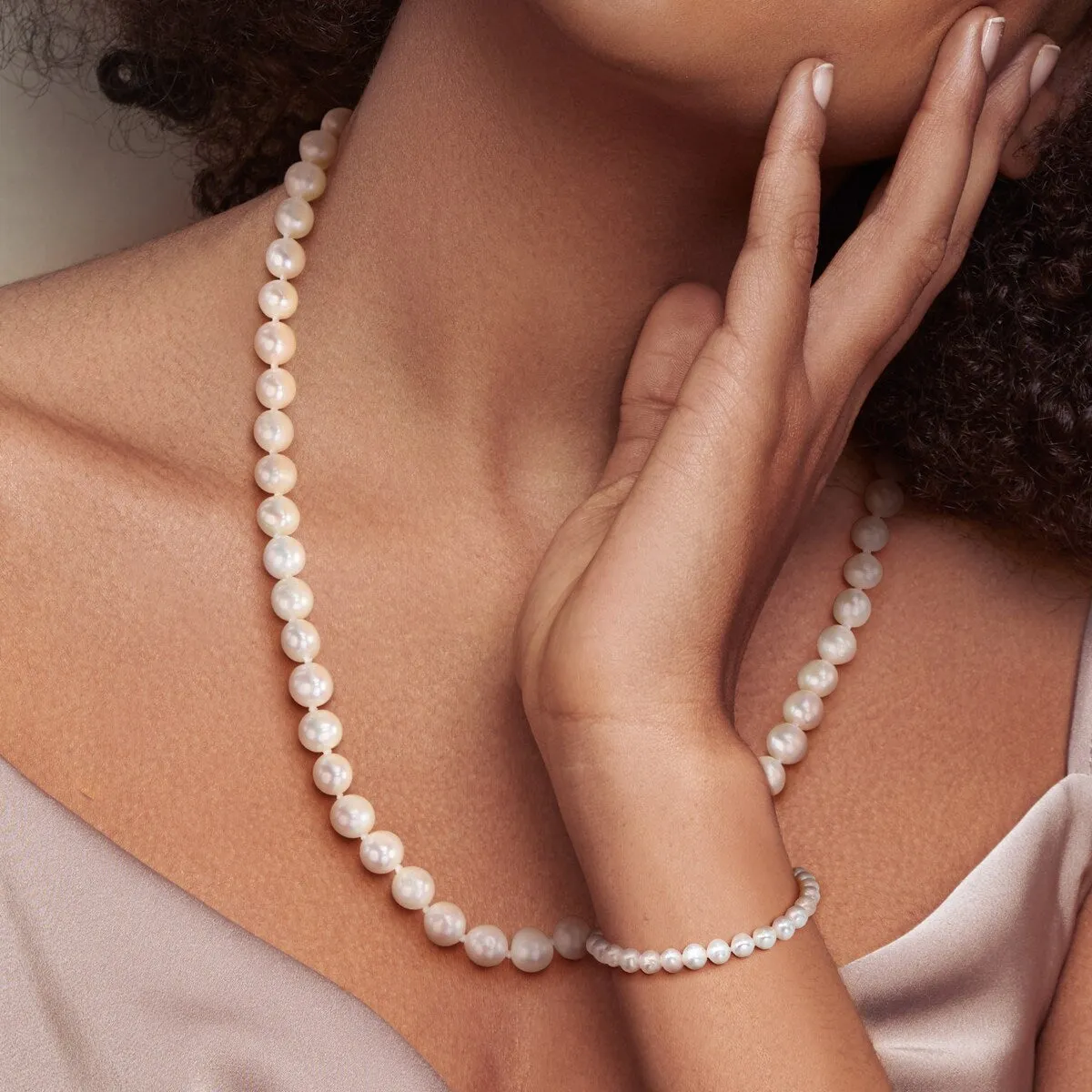 Sofia B. 7-8mm Cultured Freshwater Pearl Necklace and Elastic Bracelet Set Goldtone Clasp sold by Zulily product image thumbnail 4