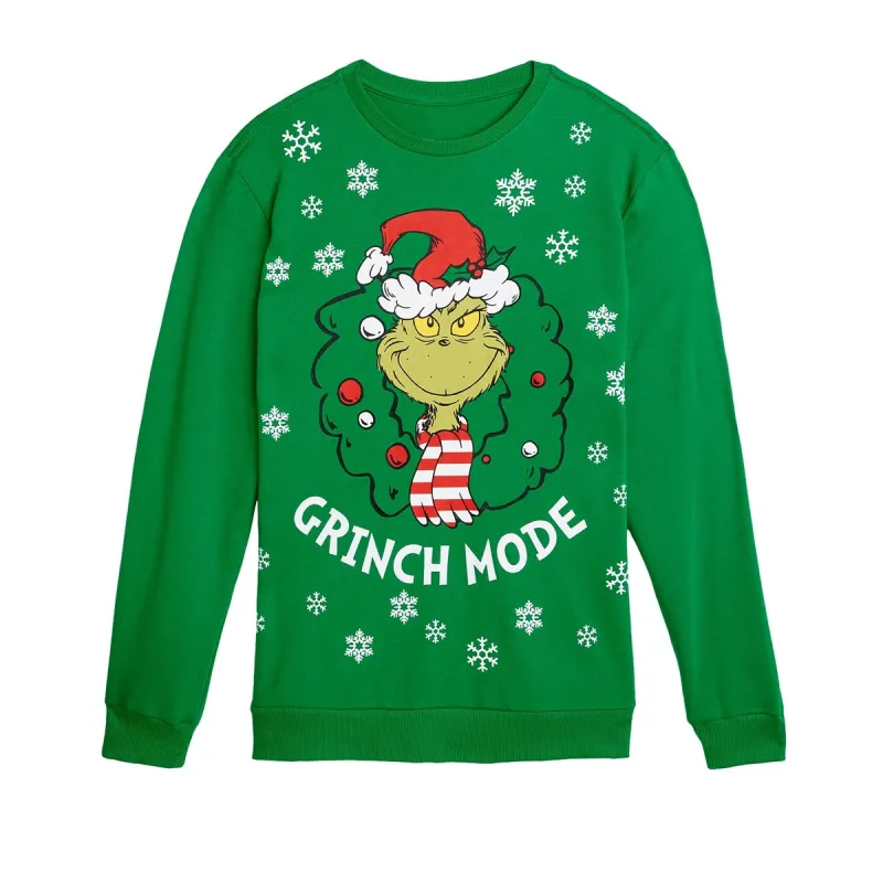 The Grinch In A Wreath Grinch Mode Unisex Fleece Pullover sold by Zulily