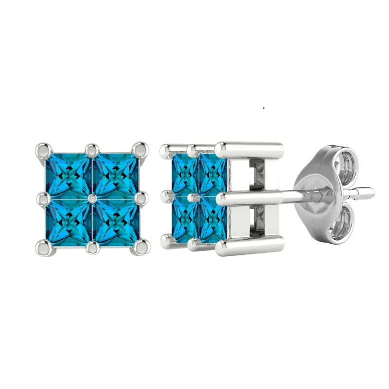 Sterling Silver with Natural Blue Diamond Stud Earrings sold by Zulily