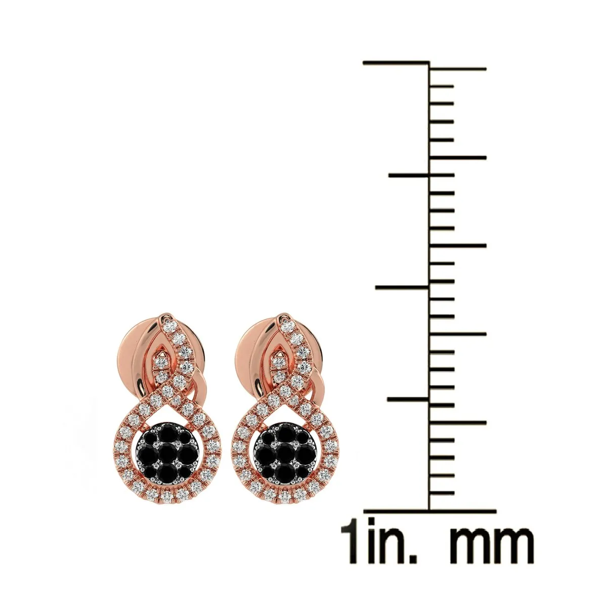 Rose Gold Over Sterling Silver 0.65 CTTW Natural Black Diamond and White Topaz Halo Earrings sold by Zulily product image thumbnail 2