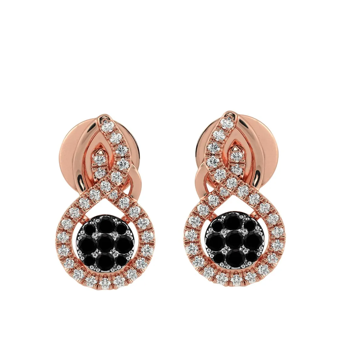 Rose Gold Over Sterling Silver 0.65 CTTW Natural Black Diamond and White Topaz Halo Earrings sold by Zulily