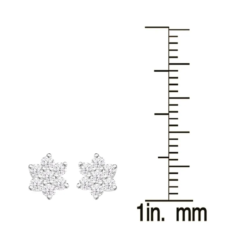 0.85Ct Natural White Diamond Flower Earrings in Sterling Silver sold by Zulily