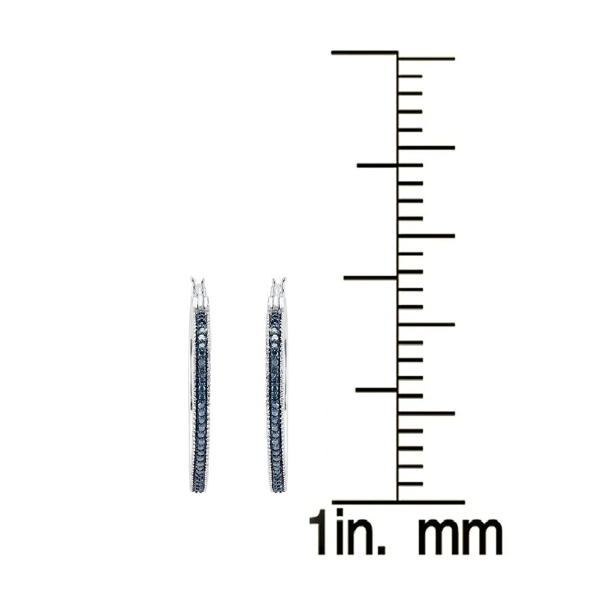 Sterling Silver with Genuine Blue Diamond Heart Shape Hoop Earrings for Women sold by Zulily product image thumbnail 3