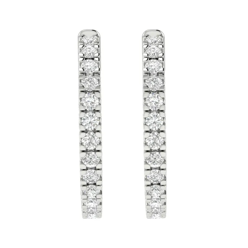 Sterling Silver Natural White Diamond Hoop Earrings sold by Zulily