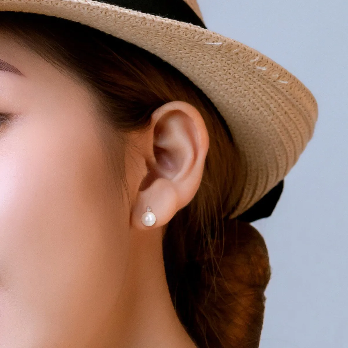 Sofia B. 8mm Cultured Freshwater Pearl and Diamond Accent Stud Earrings Sterling Silver sold by Zulily product image thumbnail 4