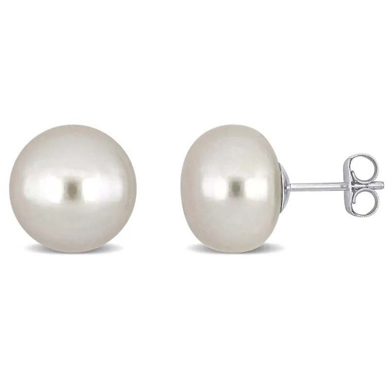 Sofia B. 12mm Cultured Freshwater Button Pearl Earrings 14k White Gold sold by Zulily