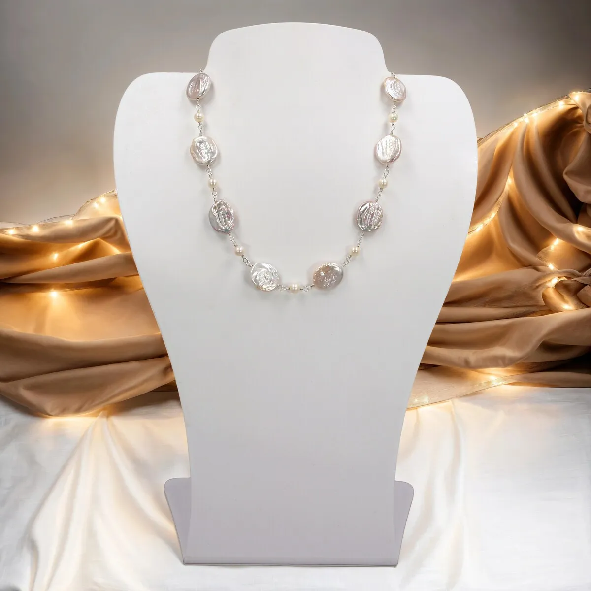 Set of 2pcs Matching Earrings and Single-Strand Necklace with Potato-Shaped and Coin-Shaped Pearls sold by Zulily product image thumbnail 2