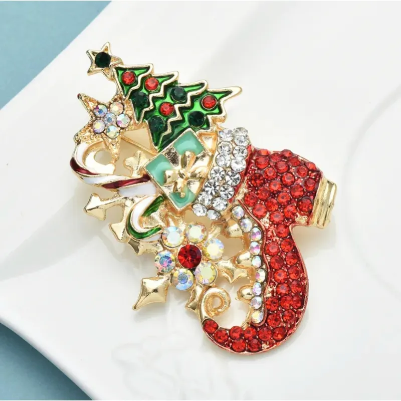 Don't AsK Crystal Red Christmas Elf Stocking Brooch Pin in Goldtone sold by Zulily